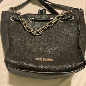 Steve Madden Black Crossbody Bag with Silver Chain - Large, Good Condition